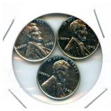Group of 3 Uncirculated WWII Lincoln Steel Wheat