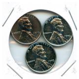 Group of 3 Uncirculated WWII Lincoln Steel Wheat