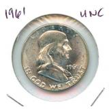 1961 Franklin Uncirculated Silver Half Dollar
