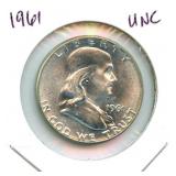 1961 Franklin Uncirculated Silver Half Dollar
