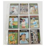 Sheet of 9 Vintage 1971 Topps Baseball Cards