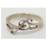 Sterling Silver Music Clef Ring - Size 3-3/4