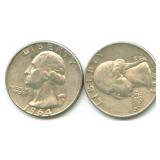 (2)  1964-D Washington Silver Quarters