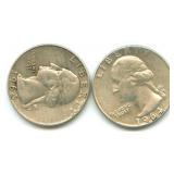 (2)  1964-D Washington Silver Quarters