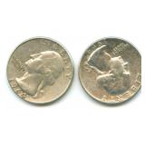 (2)  1964-D Washington Silver Quarters