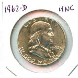 1962-D Franklin Uncirculated Silver Half Dollar
