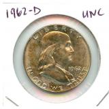1962-D Franklin Uncirculated Silver Half Dollar