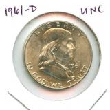 1961-D Franklin Uncirculated Silver Half Dollar
