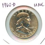 1962-D Franklin Uncirculated Silver Half Dollar