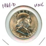 1961-D Franklin Uncirculated Silver Half Dollar