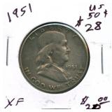 1951 Franklin Silver Half Dollar