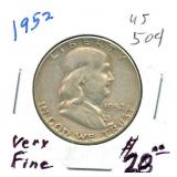 1952 Franklin Silver Half Dollar