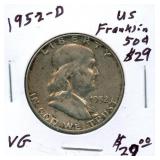 1952-D Franklin Silver Half Dollar