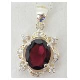 Vintage Sterling Silver Faceted Ruby Colored