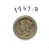 1937-D Roosevelt Silver Dime