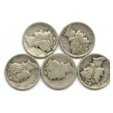 (5) Mercury Silver Dimes