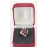 .925 Sterling Ring with Red Stones - New, Size