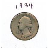 1934 Washington Silver Quarter