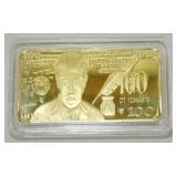 24k Gold-Plated $100 Trump Bar
