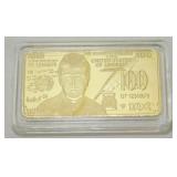 24k Gold-Plated $100 Trump Bar