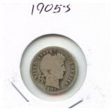 1905-S Barber Silver Dime