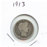 1913 Barber Silver Dime