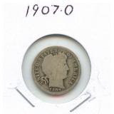 1907-O Barber Silver Dime