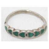 Sterling Silver Turquoise Inlay Ring - Size 4-1/4