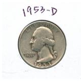 1953-D Washington Silver Quarter