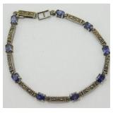 Vintage Sterling Silver "CW" 925 Blue Purple