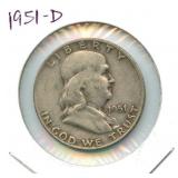 1951-D Franklin Silver Half Dollar