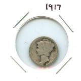 1917 Mercury Silver Dime
