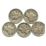 (5) Mercury Silver Dimes