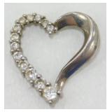 925 S Heart with Clear Rhinestones Pendant