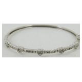 Sterling Silver Diamond Bracelet - 7" Long,