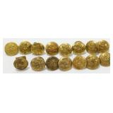 15 WWII U.S. Army Buttons