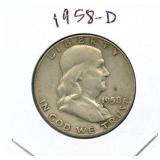1958-D Franklin Silver Half Dollar