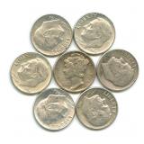 1945 Mercury Silver Dime & (6) Roosevelt Silver