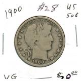1900 Barber Silver Half Dollar