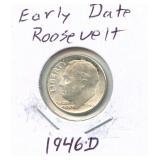1946-D Roosevelt Silver Dime - Early Date