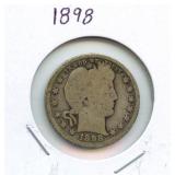 1898 Barber Silver Quarter