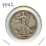 1942 Walking Liberty Silver Half Dollar