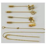 4 Vintage Hat Pins & Vintage Glasses Hair Pin