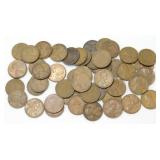 Group of 50 Unsorted Lincoln Wheat Pennies/Cents