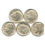 (5) Roosevelt Silver Dimes