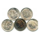 (5) Roosevelt Silver Dimes