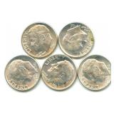 (5) Roosevelt Silver Dimes