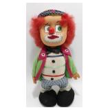 Vintage Hand Made Folk Art Clown Doll Plush - 14"