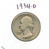 1934-D Washington Silver Quarter