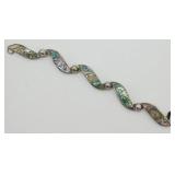 Sterling Silver Abalone Shell Link Bracelet